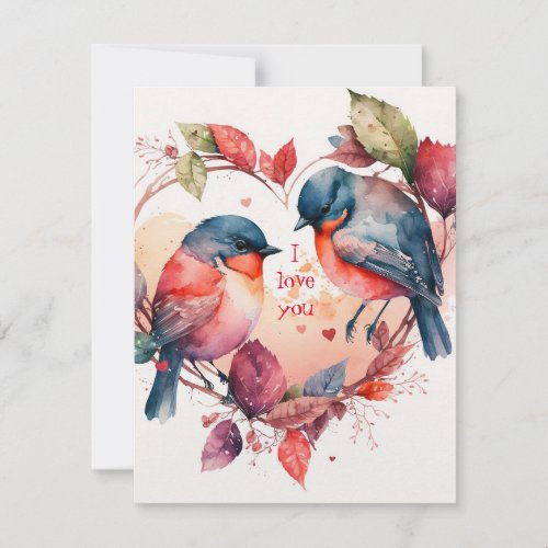 I love you card with birds and heart card