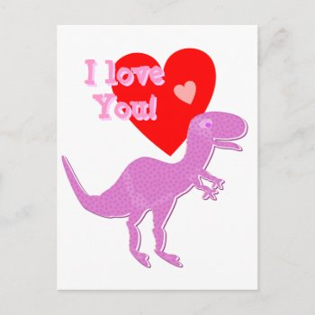 I Love You Cartoon Dinosaur T-rex Postcard by dinoshop at Zazzle