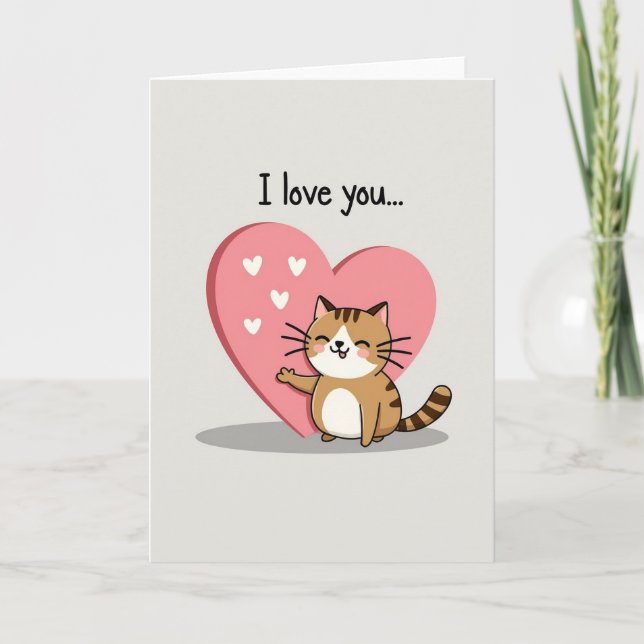 I Love You Cat Heart Card (Front)
