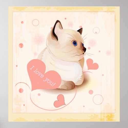 I Love You Cat Poster