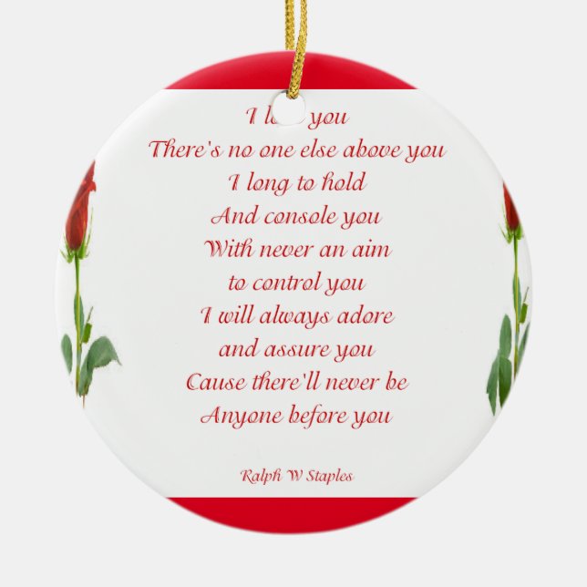 I love you ceramic ornament (Front)