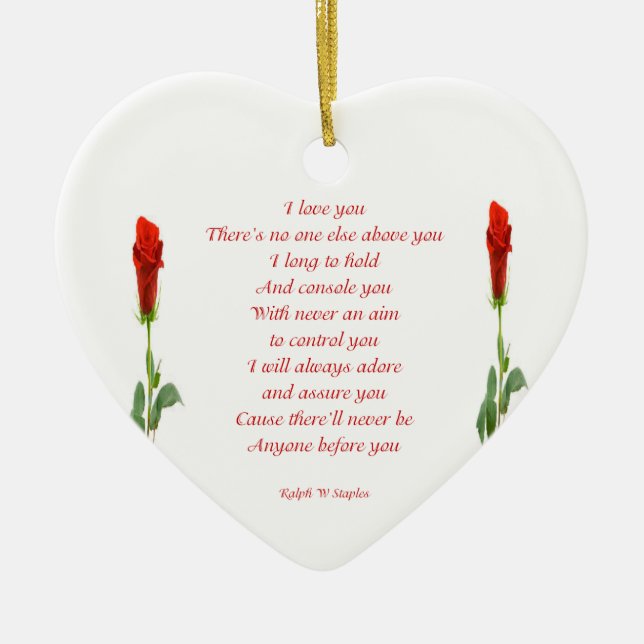 I love you ceramic ornament (Front)