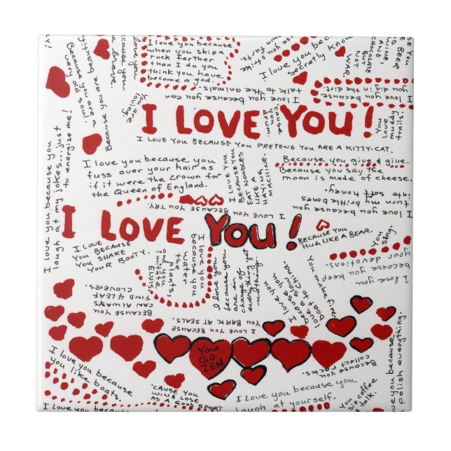 I Love You Ceramic Tile (Front)