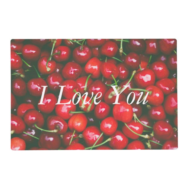 I Love You - Cherry design Placemat (Back)