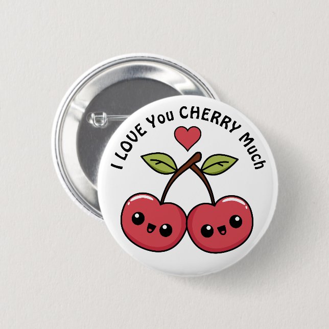 I Love You Cherry Much Button (Front & Back)