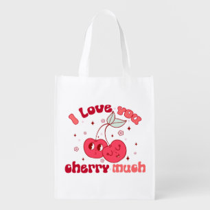I Love You Cherry Much   Cute & Punny Cherry Grocery Bag
