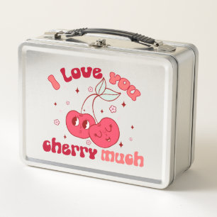 I Love You Cherry Much Cute & Punny Cherry Metal Lunch Box