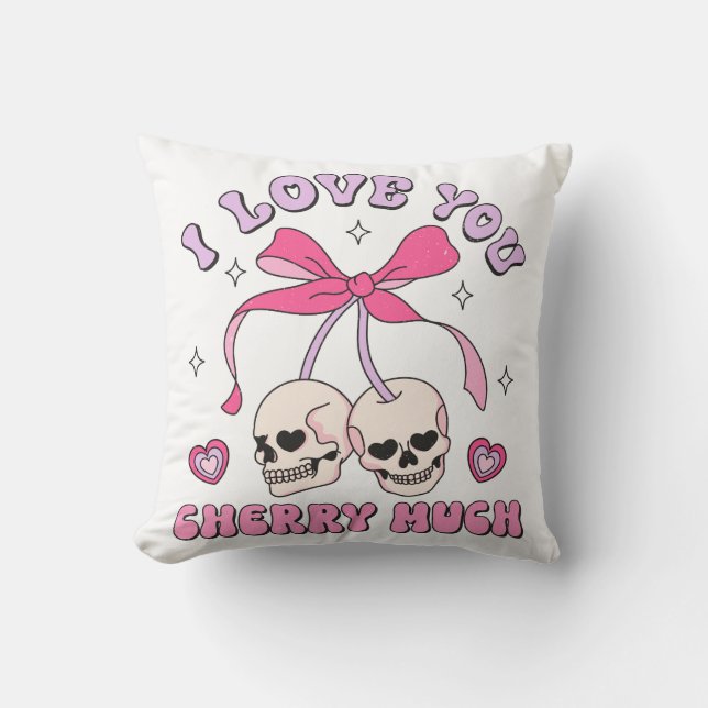 I Love You Cherry Much Throw Pillow (Front)