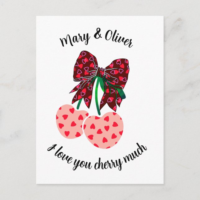 I love you Cherry much Valentine day sweets gift Postcard (Front)