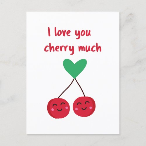 I Love You Cherry Much Valentine Postcard