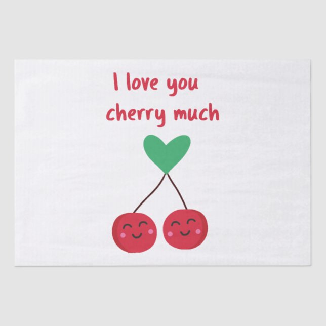 I Love You Cherry Much Valentine Tissue Paper (Front)