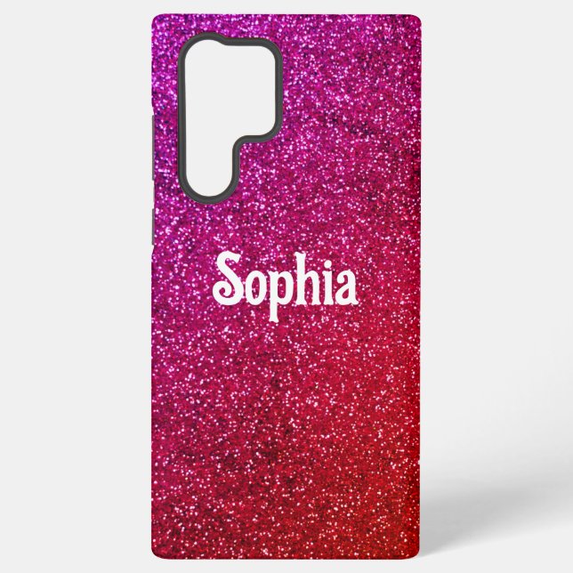I love you chic pink glitter background Abstract Samsung Galaxy Case (Back)
