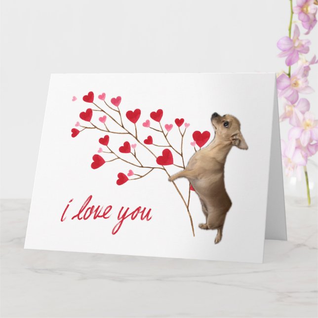 I Love You Chihuahua Card (Orchid)