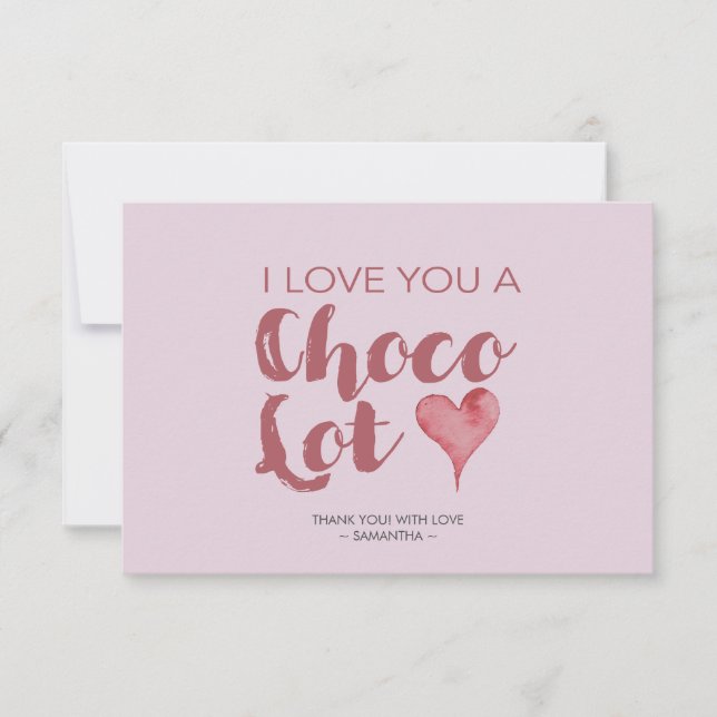 I Love You Chocolate Valentine's Thank You Card (Front)