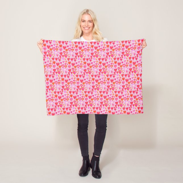 I love you, christmas heart pattern fleece blanket (In Situ)