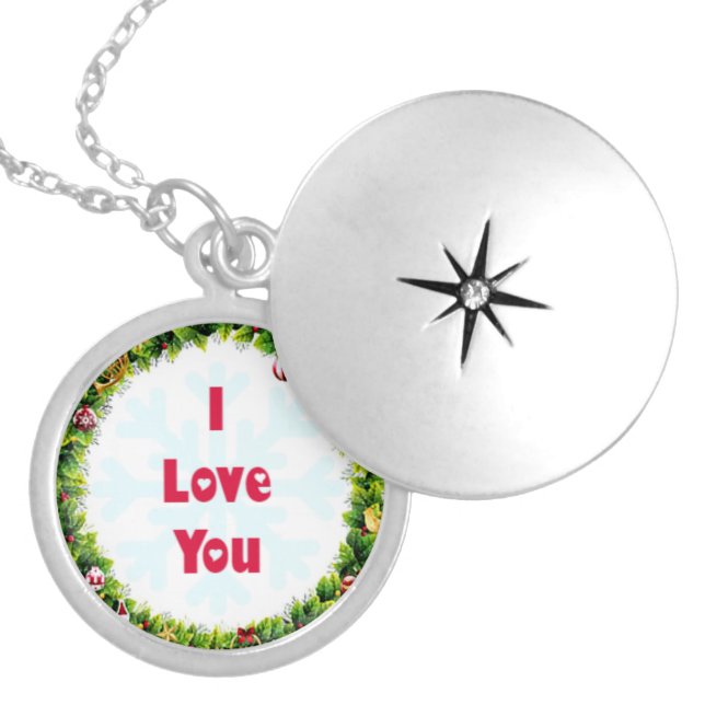 I Love You Christmas Locket Necklace (Front)