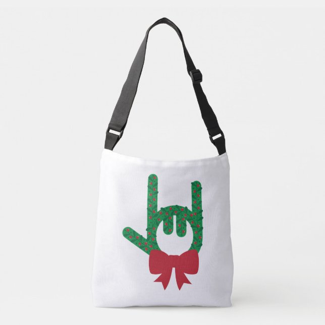 I Love You Christmas Wreath Crossbody Bag (Front)
