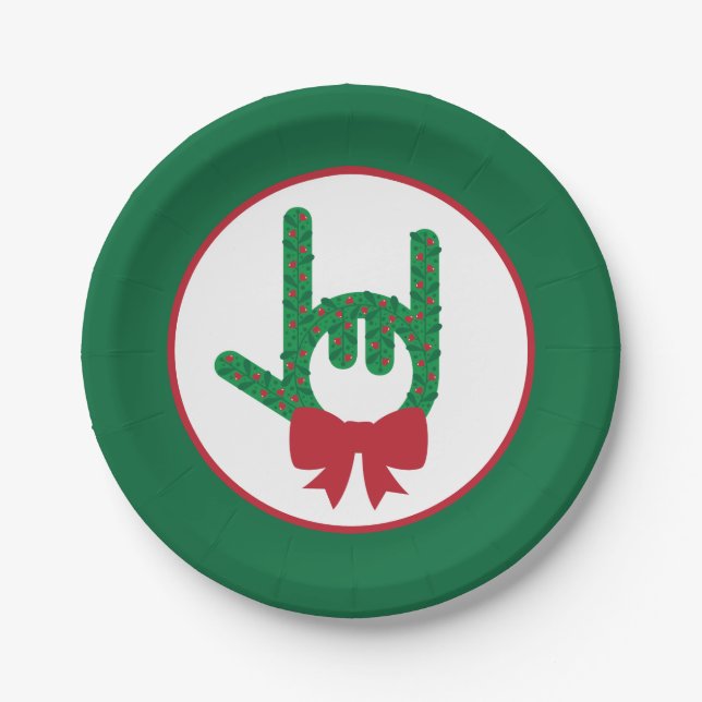 I Love You Christmas Wreath Paper Plates (Front)