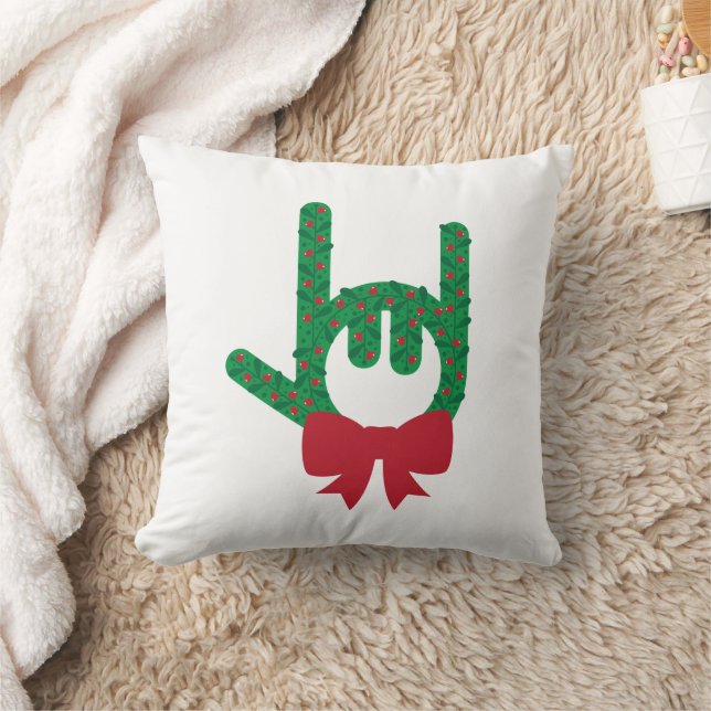 I Love You Christmas Wreath Throw Pillow (Blanket)
