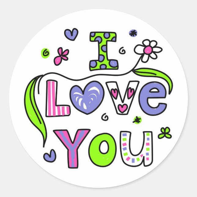 I Love You Classic Round Sticker (Front)