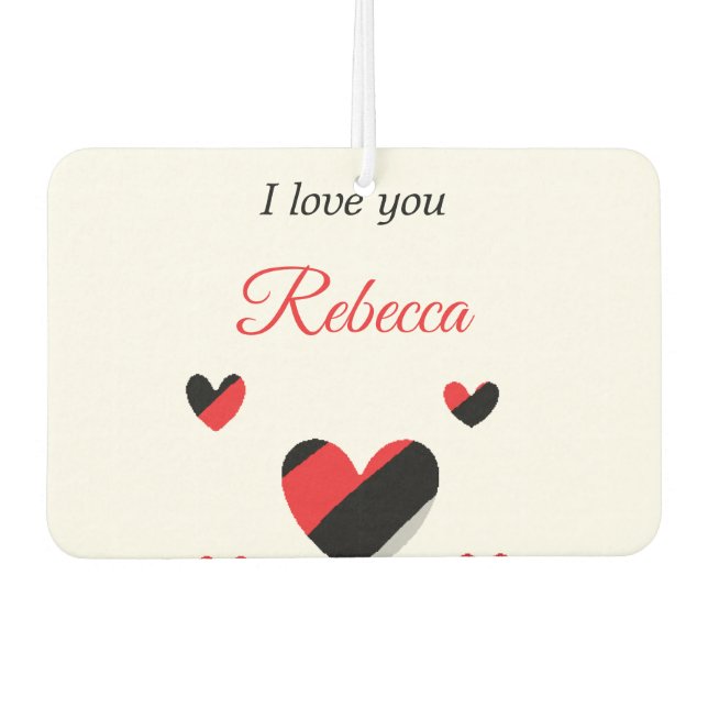 I love you colorful hearts white air freshener (Front)