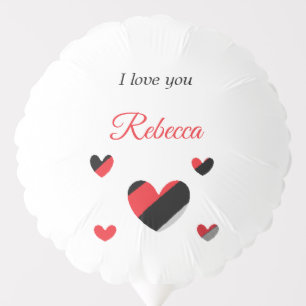 I love you colorful hearts white balloon