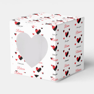 I love you colorful hearts white favor boxes