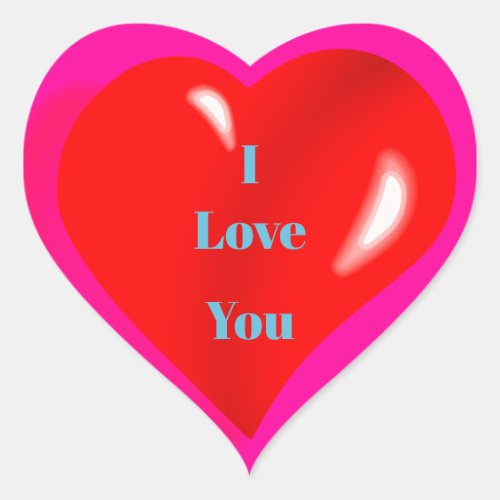 I Love You Colorful Red Heart Sticker