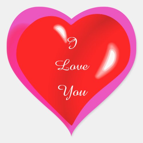 I Love You Colorful Red Heart Sticker