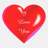 I Love You Colorful Red Heart Sticker | Zazzle
