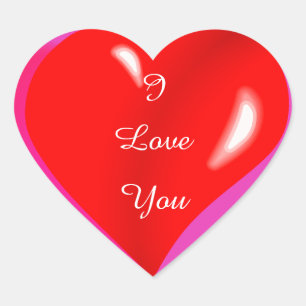 I Love You Colorful Red Heart Sticker