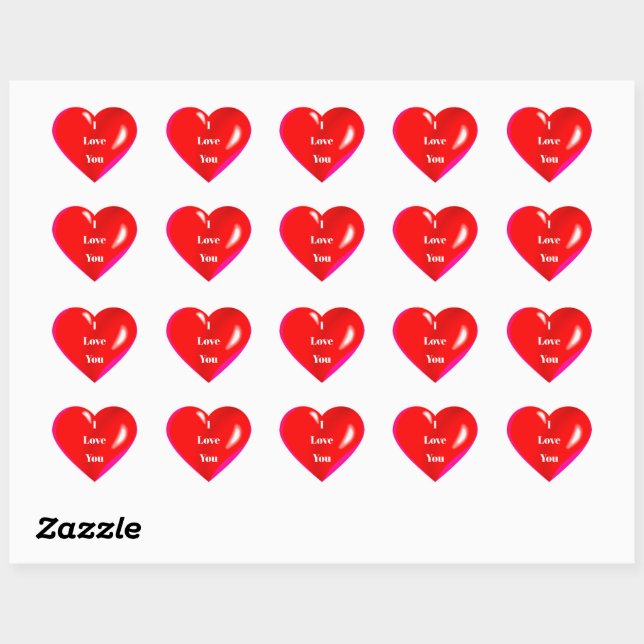 I Love You Colorful Red Heart Sticker | Zazzle