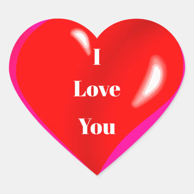 I Love You Colorful Red Heart Sticker | Zazzle
