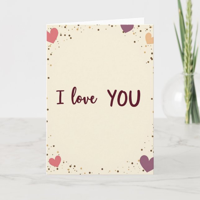 I Love You Confetti Hearts Card (Front)