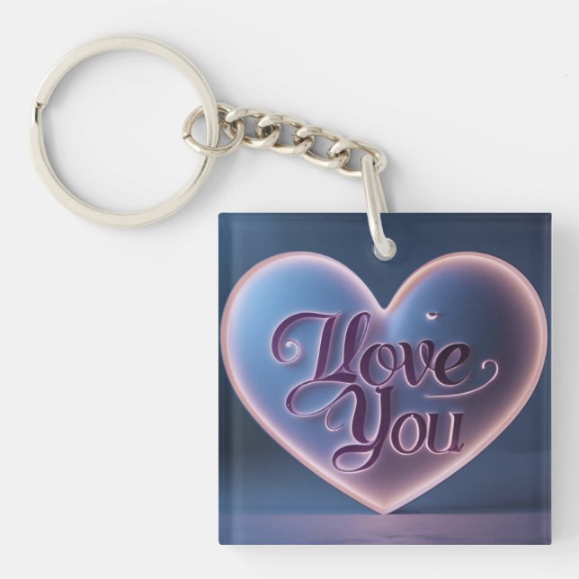 I Love You Connected In A Heart Keychain (Front)