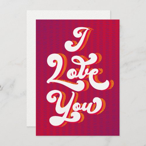 I Love You Cool Retro Red Funky 60s Happy Bright Card