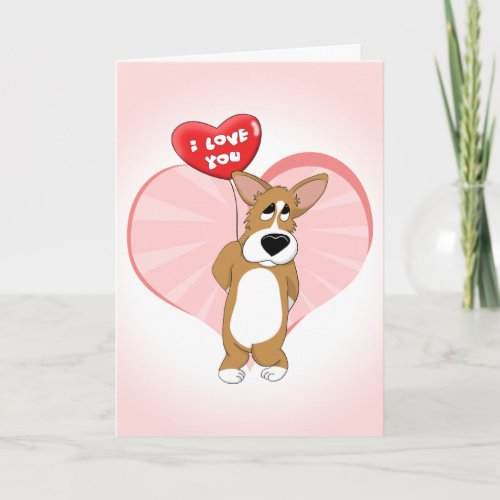 I Love You Corgi Valentines Day Card