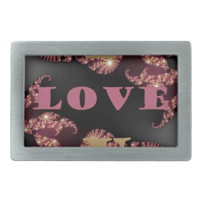 I Love You Cosmic Constellation Pattern Art Design Rectangular Belt Buckle (Front)