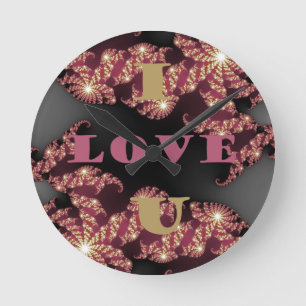 I Love You Cosmic Constellation Pattern Art Design Round Clock