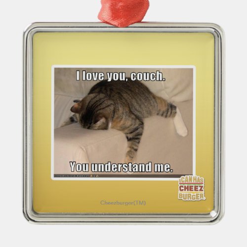 I love you couch metal ornament