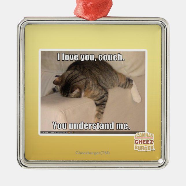 I love you, couch. metal ornament (Front)