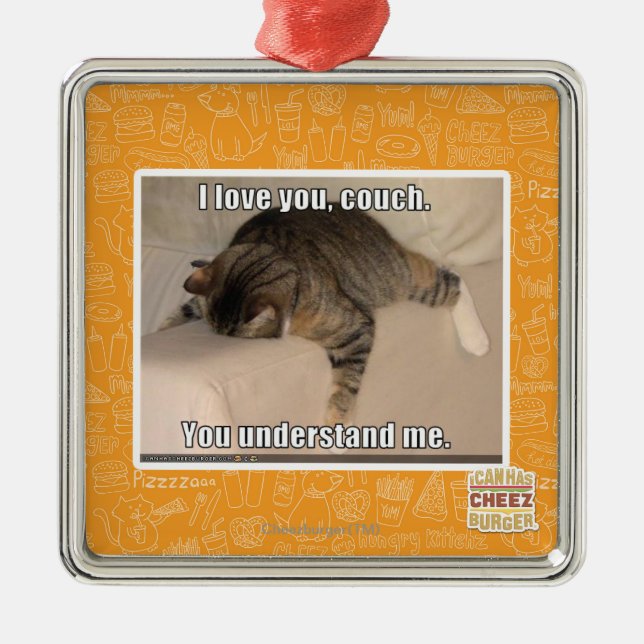 I love you, couch. metal ornament (Front)