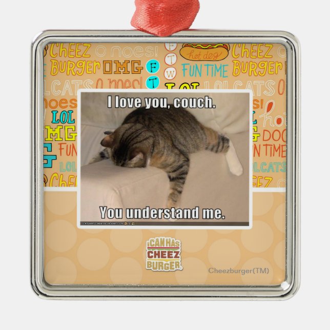 I love you, couch. metal ornament (Front)