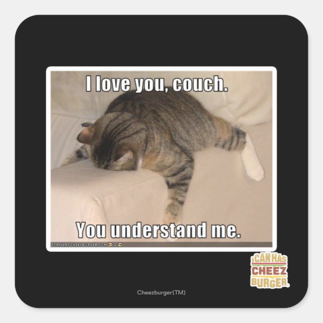 I love you, couch. square sticker (Front)