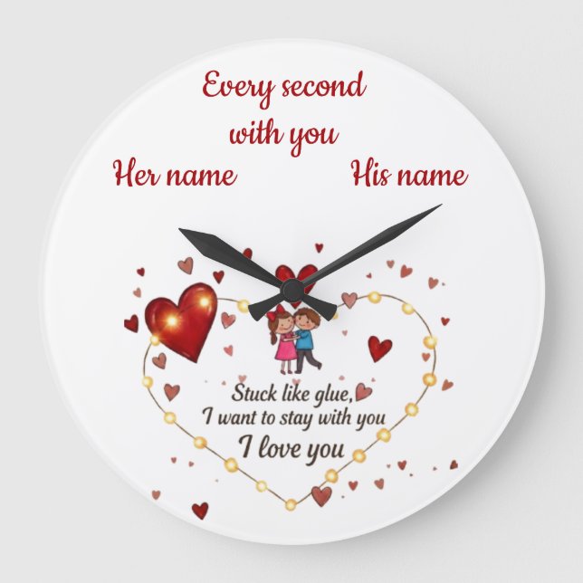 I love you Couple Aesthetic Personalized Large Clock (Front)