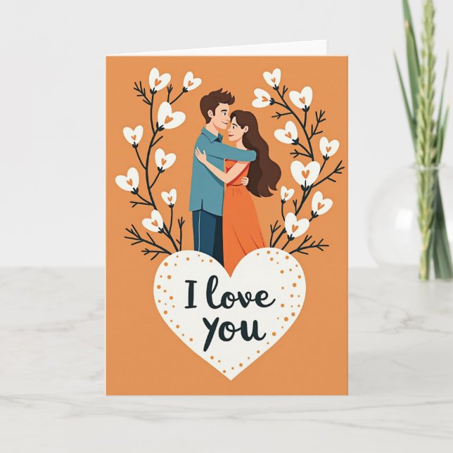 I Love You Couple Dot Pattern Card (Front)