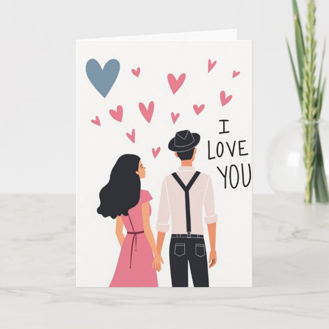 I Love You Couple Hearts Card (Front)