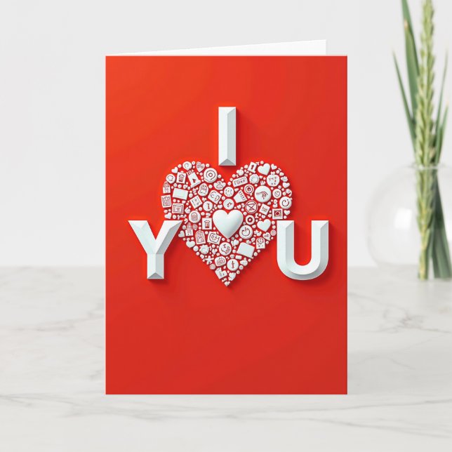 I Love You Crimson Heart Card (Front)