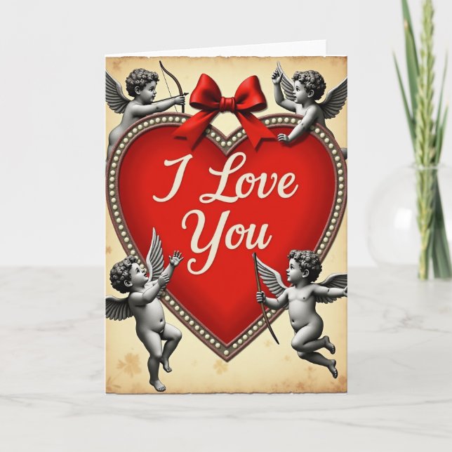 I Love You Cupid Heart Card (Front)