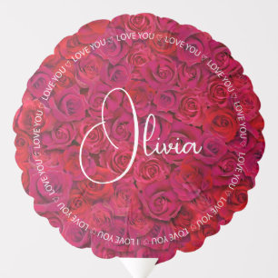 I Love You Custom Name Red Roses Love Balloon